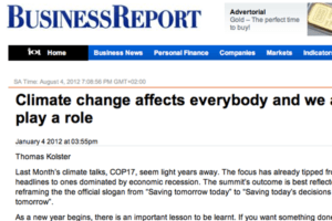 Article Climate Change Affects Everybody And We All Play A Role BusinessReport Jan 2012